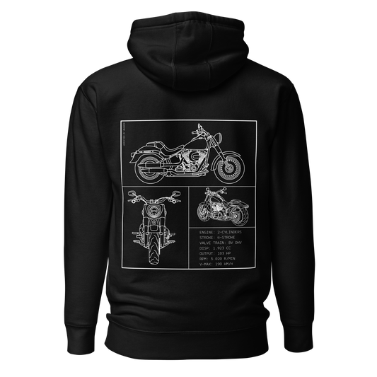 Harley Davidson Blueprint Hoodie - Black