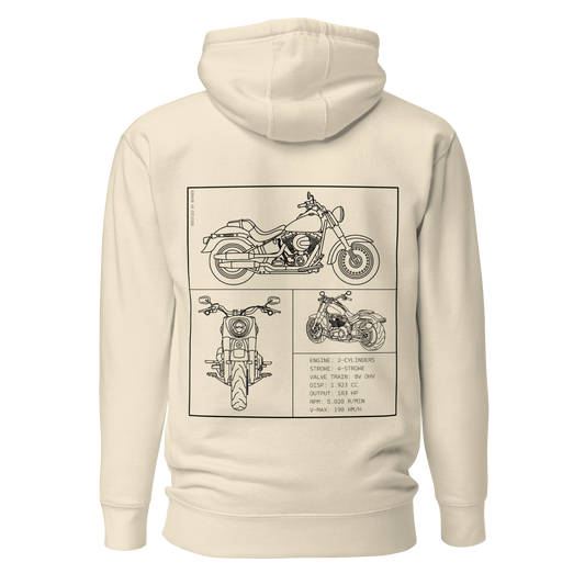 Harley Davidson Blueprint Hoodie - Beige