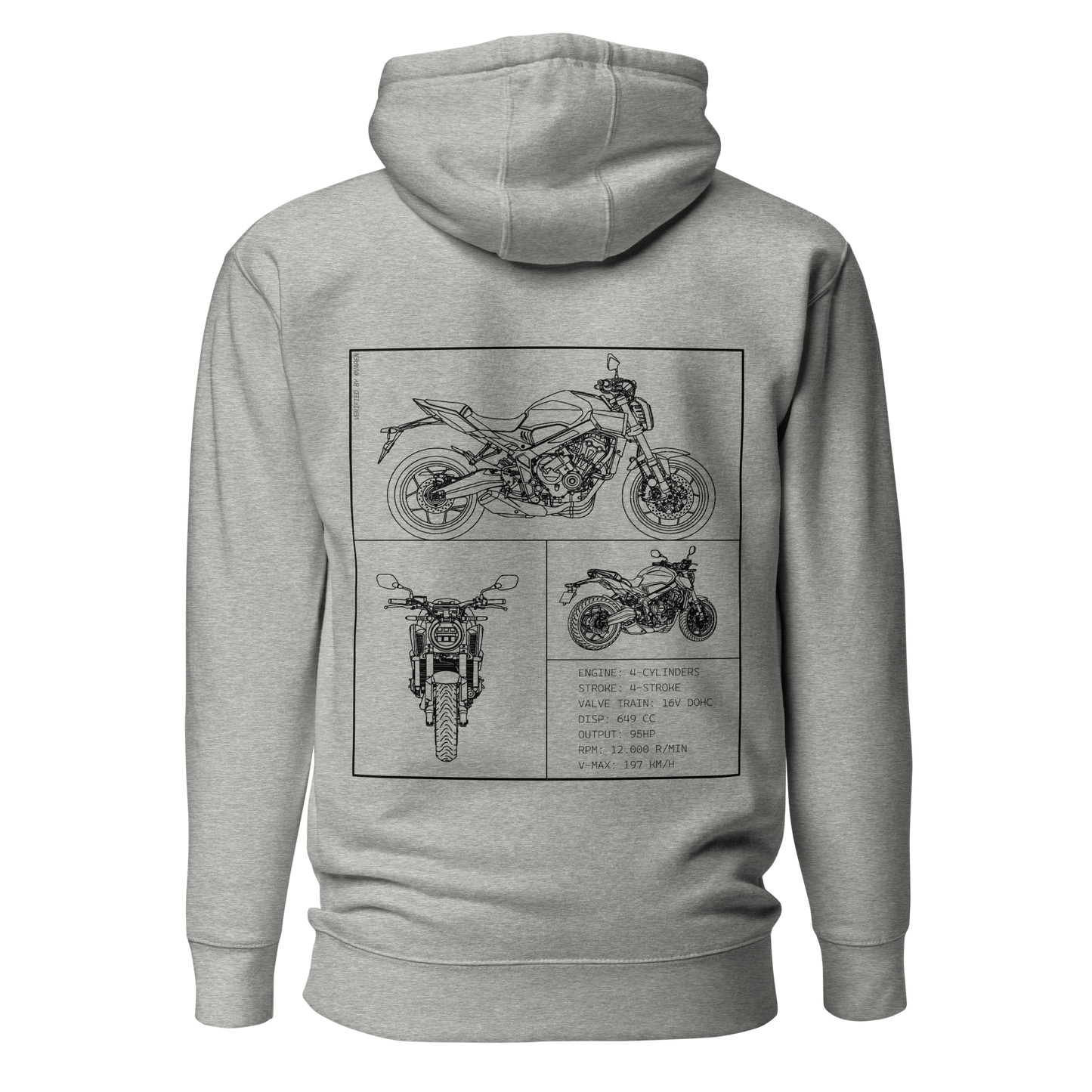 Honda Blueprint Hoodie - Light grey