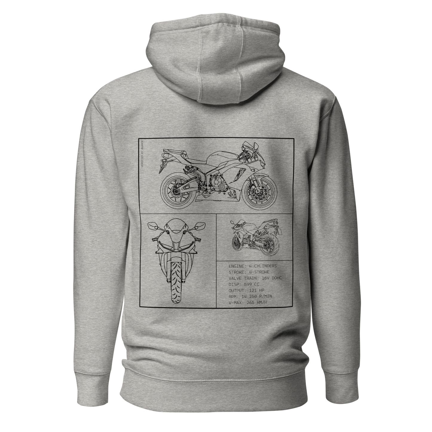 Honda Blueprint Hoodie - Light grey