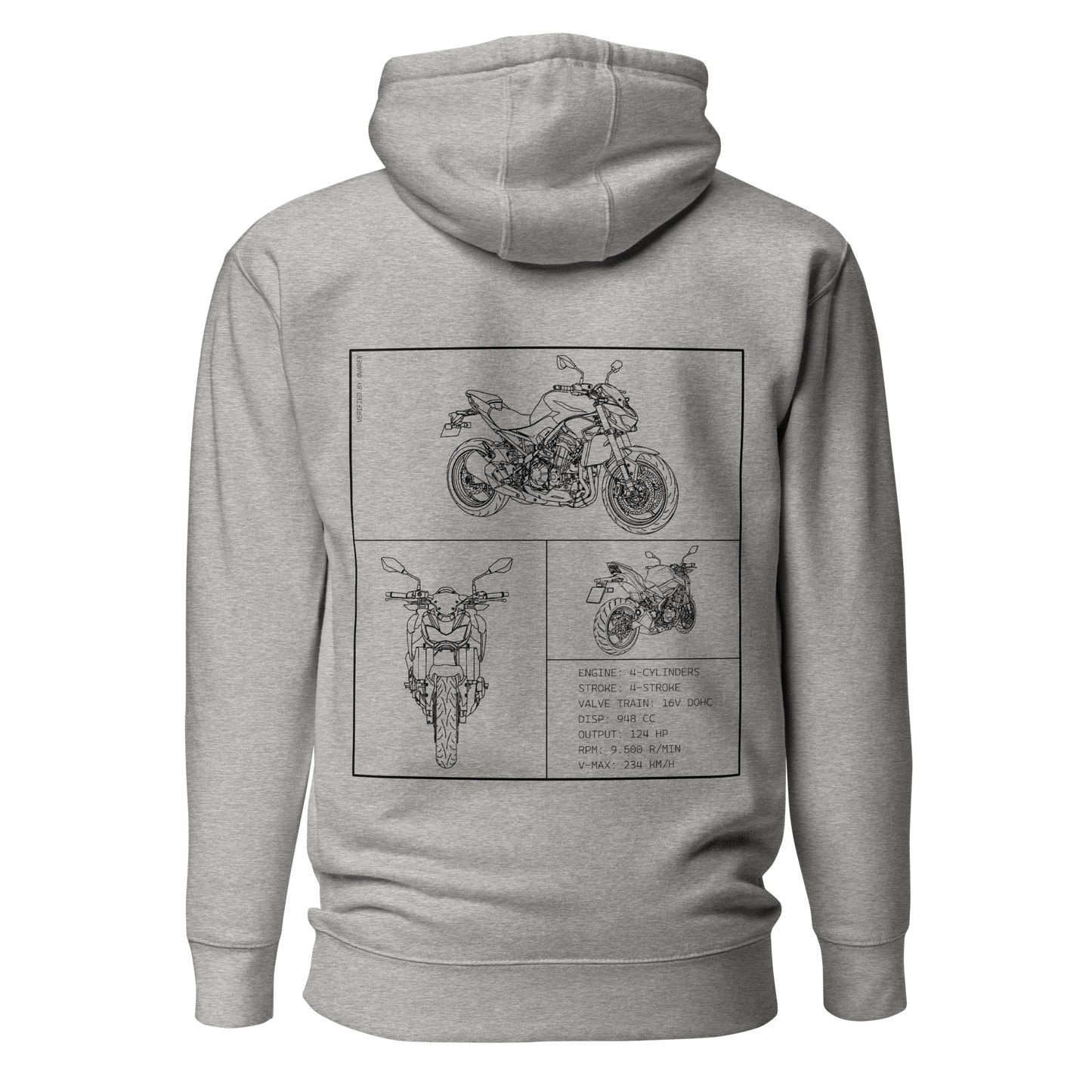 Kawasaki Blueprint Hoodie - Light grey