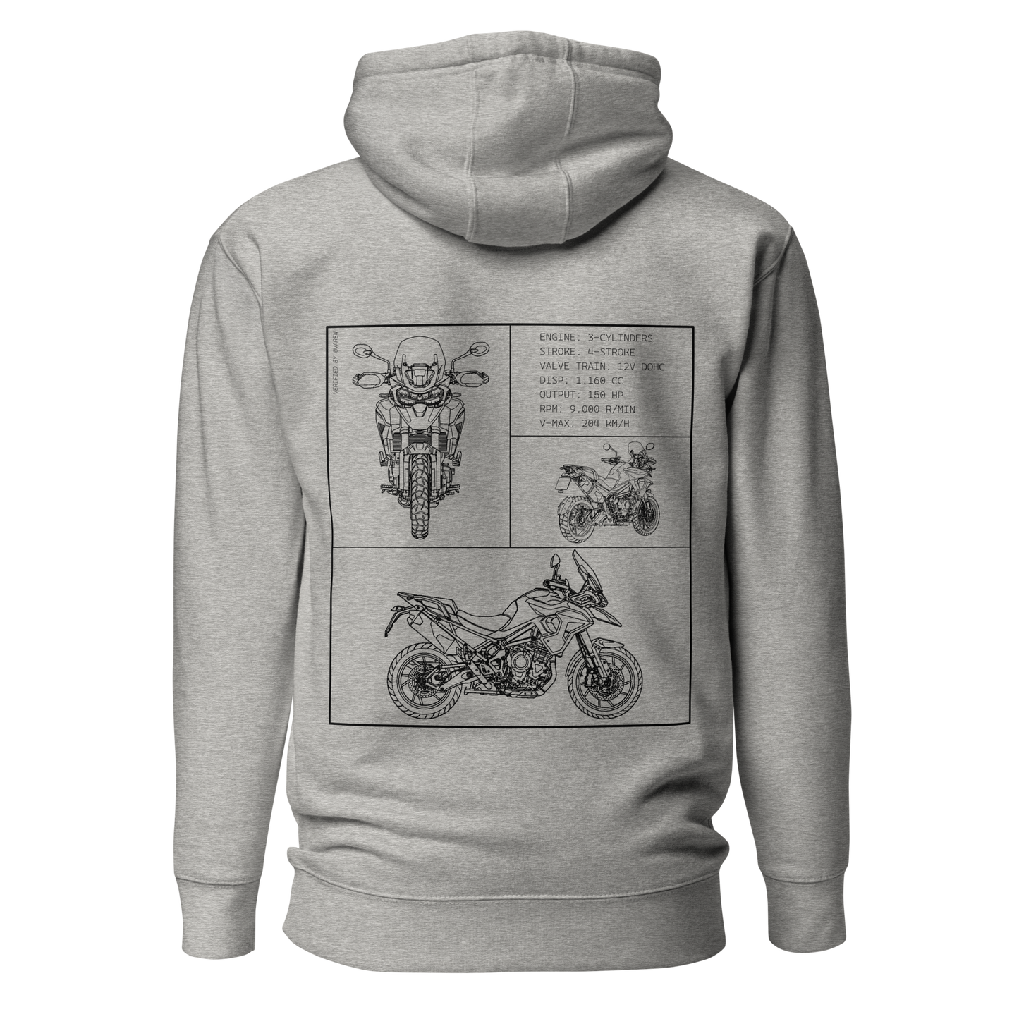 Triumph Blueprint Hoodie - Light grey