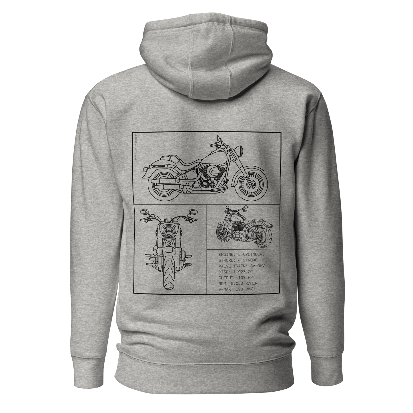 Harley Davidson Blueprint Hoodie - Light grey