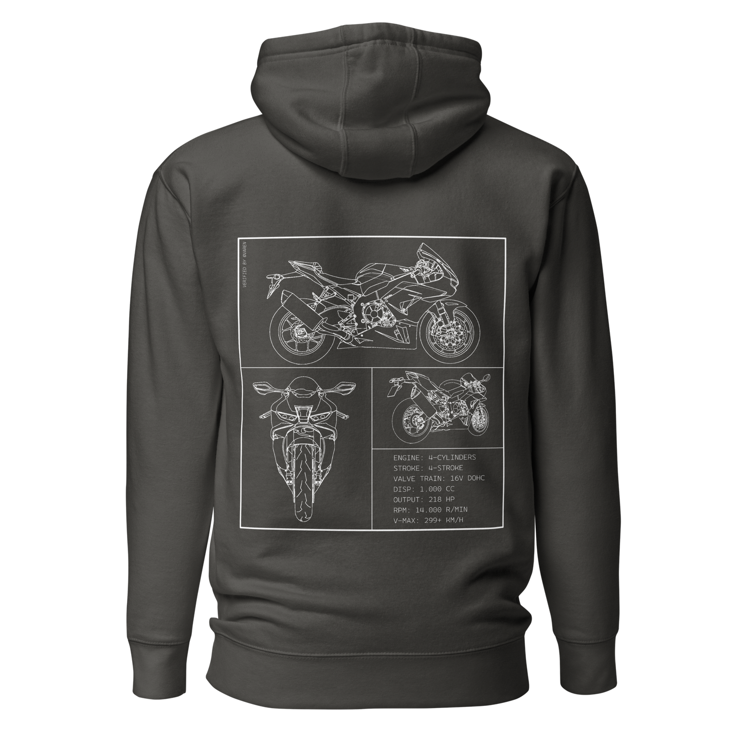Honda Blueprint Hoodie - Dark grey
