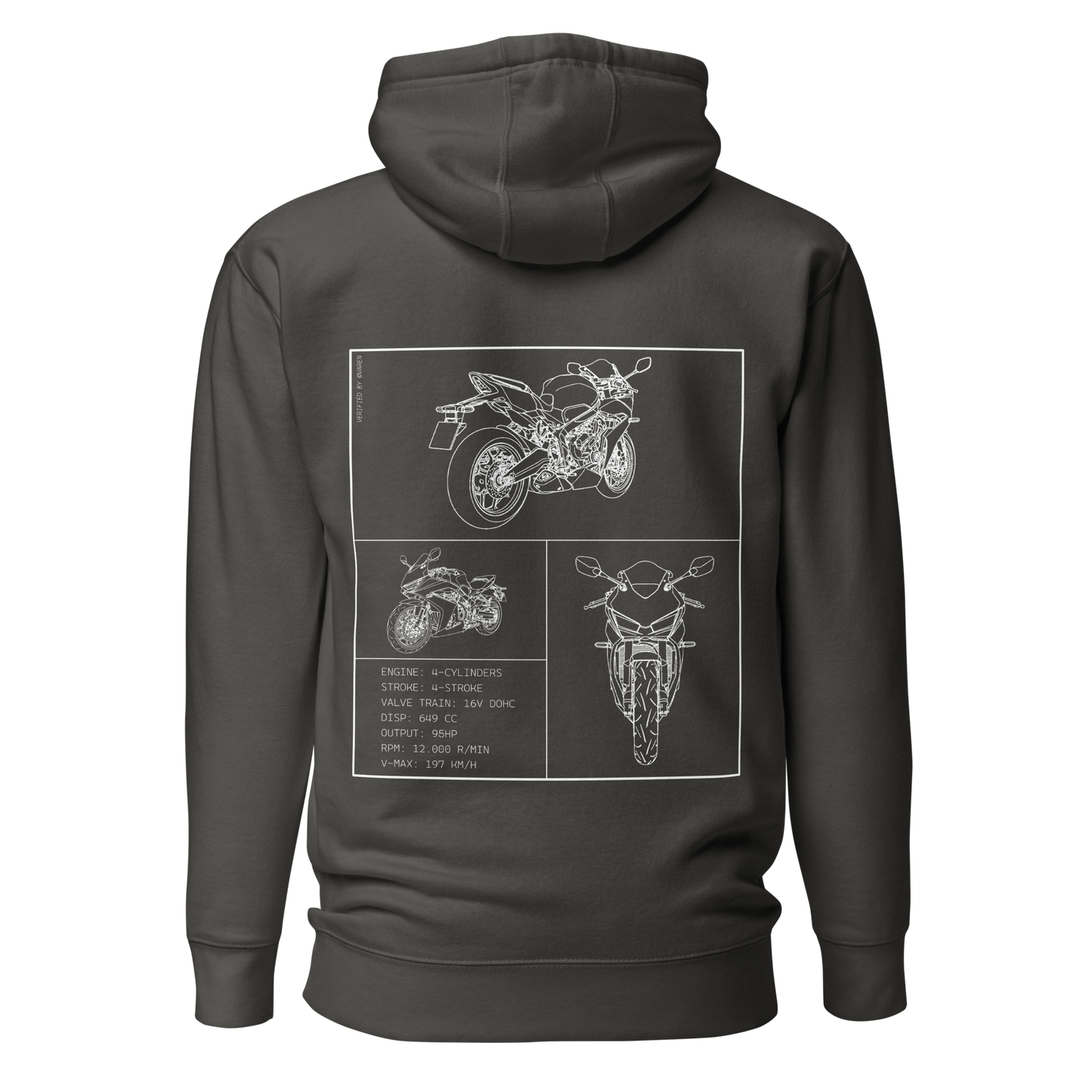 Honda Blueprint Hoodie - Dark grey