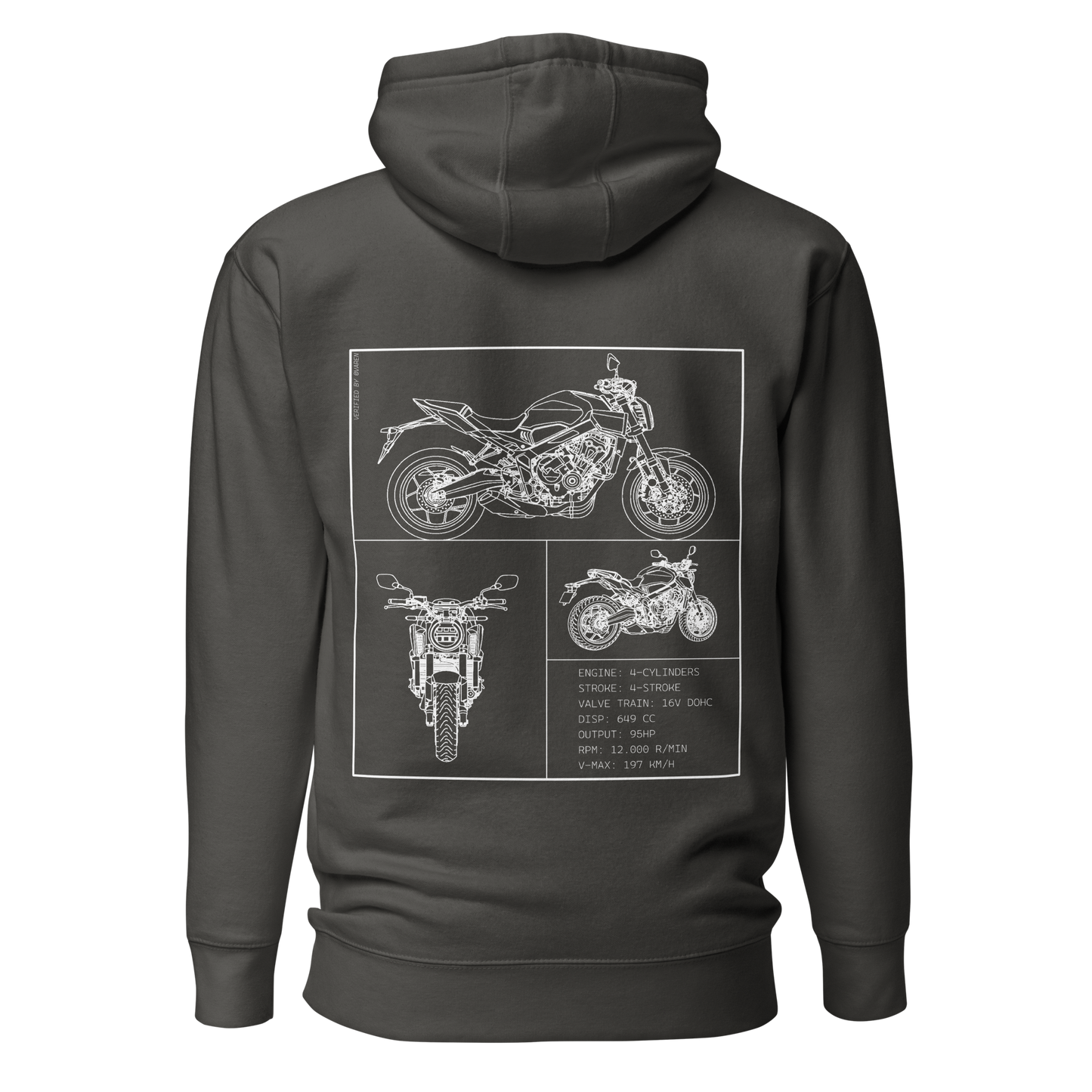 Honda Blueprint Hoodie - Dark grey