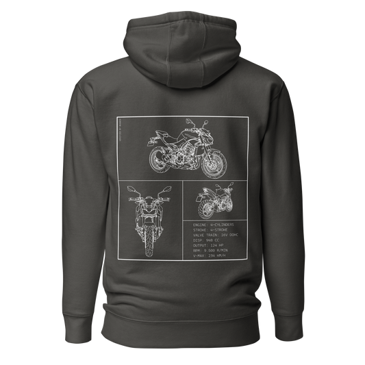 Kawasaki Blueprint Hoodie - Dark grey