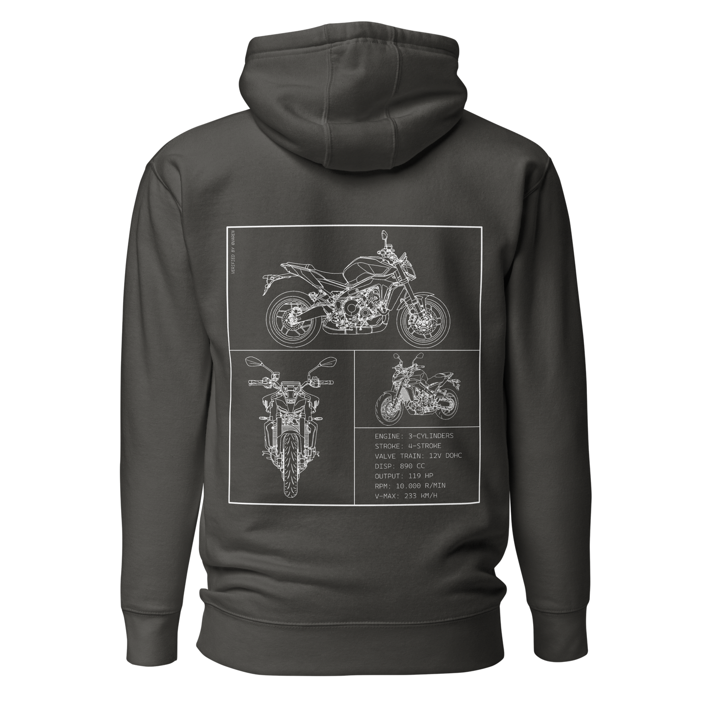 Yamaha Blueprint Hoodie - Dark grey