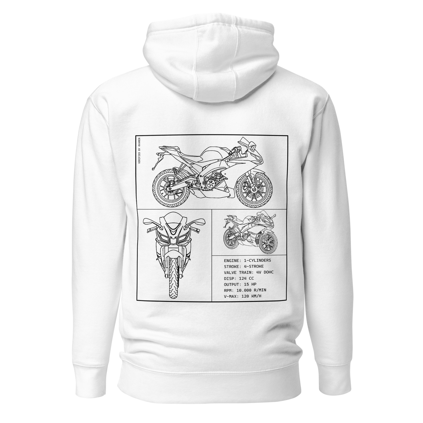 Aprilia Blueprint Hoodie - White
