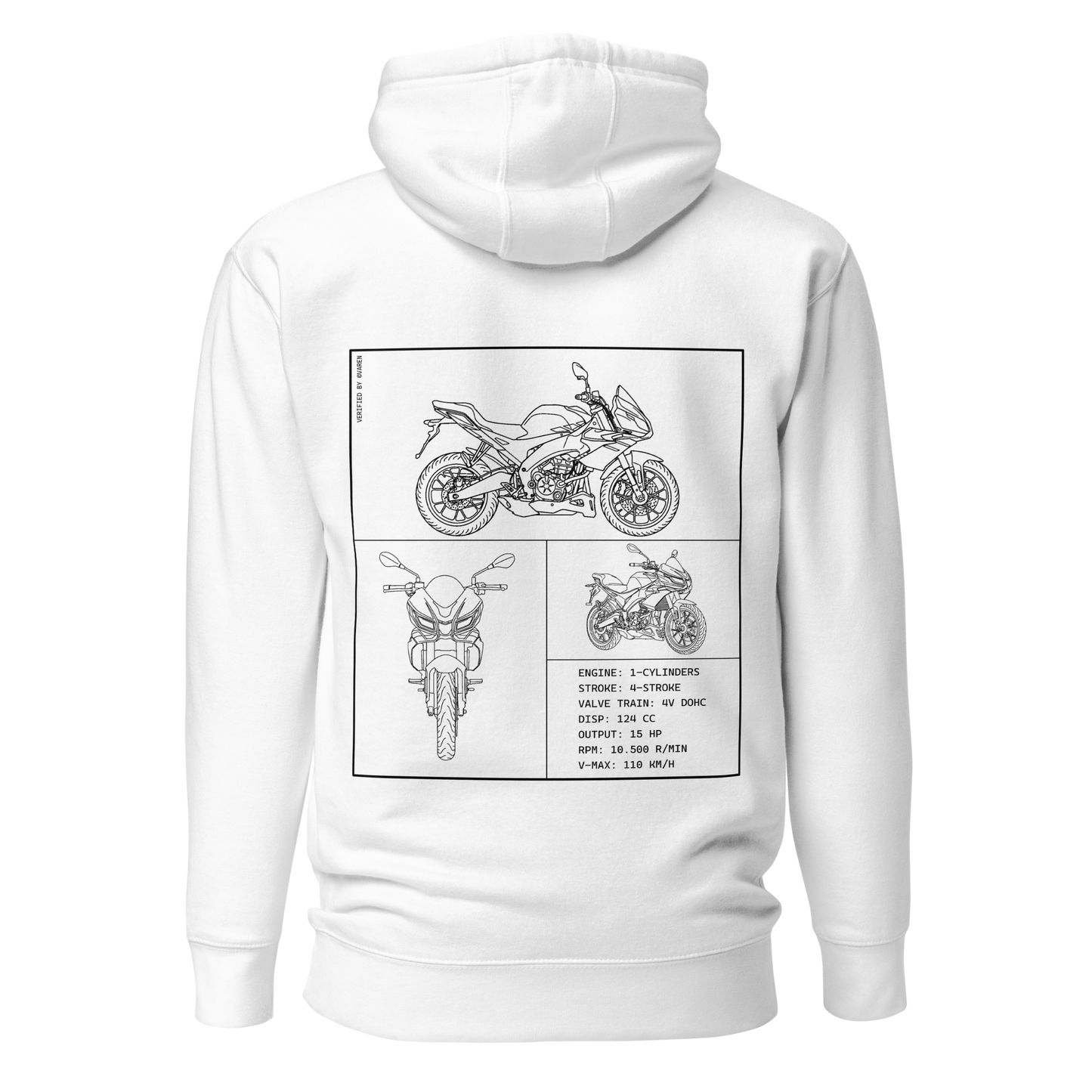 Aprilia Blueprint Hoodie - White