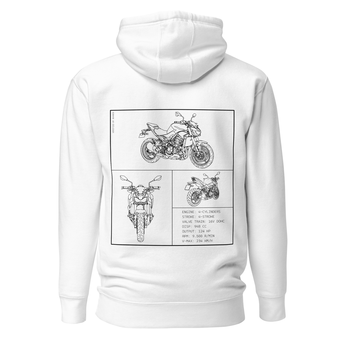 Kawasaki Blueprint Hoodie - White
